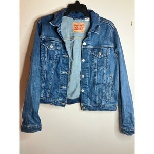 Levi Strauss Denim Jacket Jean Women's Large Dark Wash Trucker Jacket